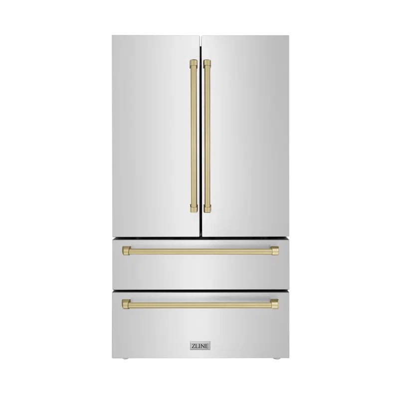 ZLINE 36" Autograph Edition 22.5 cu. ft Freestanding French Door Refrigerator with Ice Maker in F... | Wayfair North America