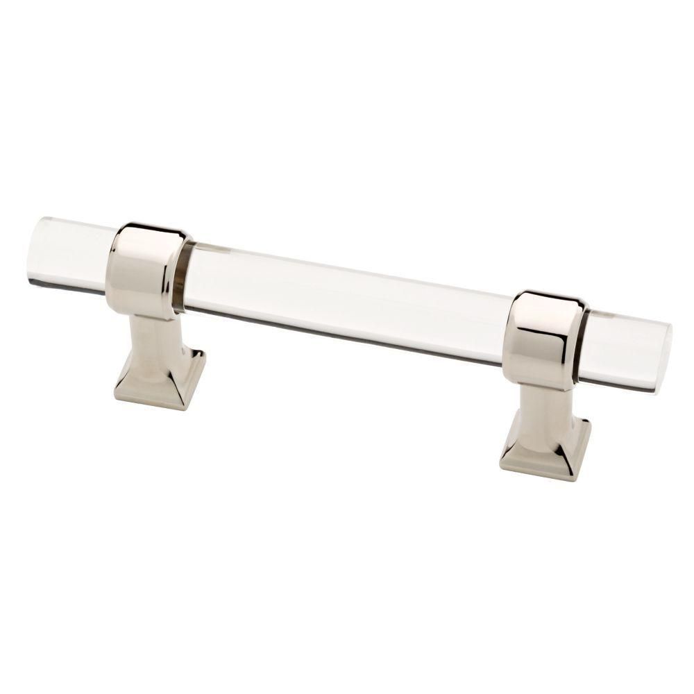 3 in. (76 mm) Center-to-Center Polished Nickel and Clear Acrylic Bar Drawer Pull | The Home Depot