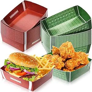 Sawysine 36 Pack Football Party Favors 5 lb Paper Food Trays Large Football Paper Food Boats Disp... | Amazon (US)
