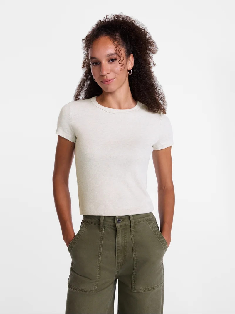 Scenario Women's Rib Tee with Short Sleeves, Sizes XS-XXXL | Walmart (US)