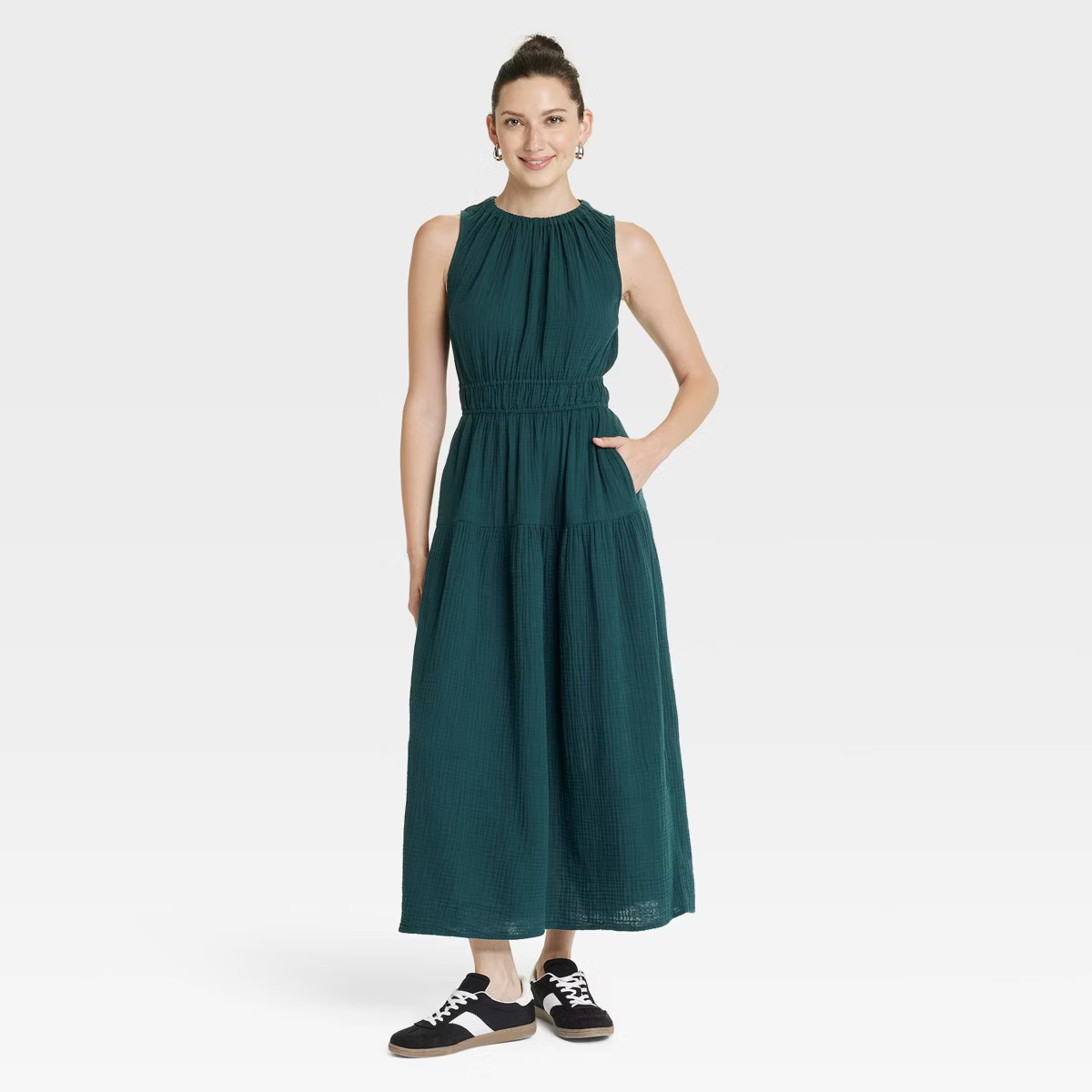 Women's Maxi A-Line Dress - Universal Thread™ Dark Green S | Target