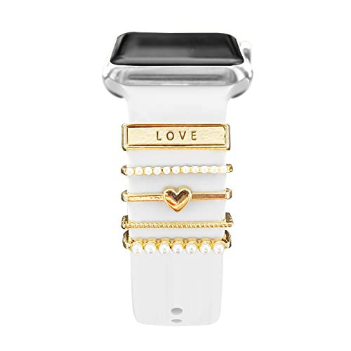 5Pcs Charms for Apple Watch band 41mm 45mm 40mm 44mm 38mm 42mm 46mm 49mm Women,Diamond+Metal Jewelry Decorative Ring For iWatch series 11 10 9 8 7 6 5 4 se 3/2,Galaxy watch 7/6/5/4,Strap Accessories | Amazon (US)