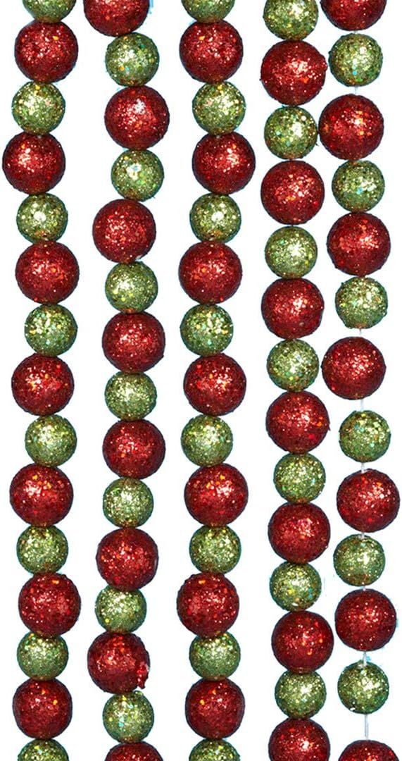 Kurt Adler 6' Red and Lime Green Glitter Ball Christmas Garland | Amazon (US)