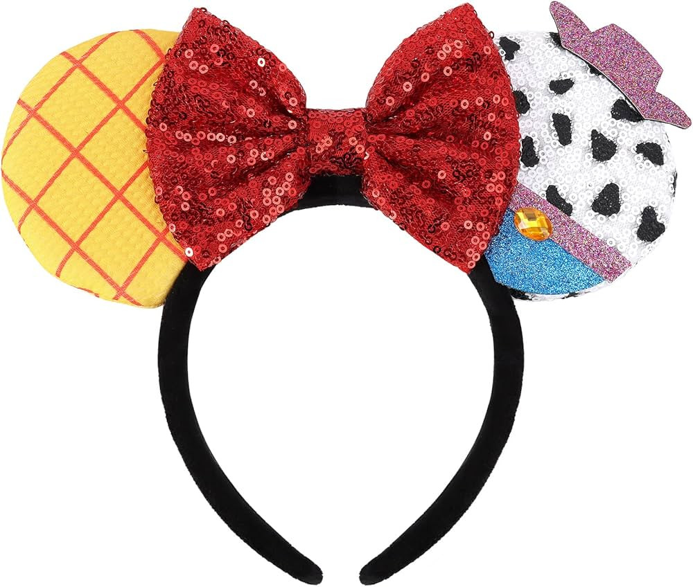 Mouse Ears Headband, Extra Thick & Soft Ear Headband for Adult Women Grils, Sequin Shiny Bow Head... | Amazon (US)