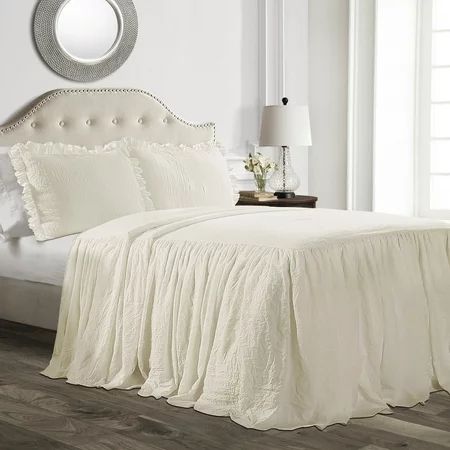 Lush Decor Ruffle Skirt 3-Piece King Gray Bedspread Set | Walmart (US)