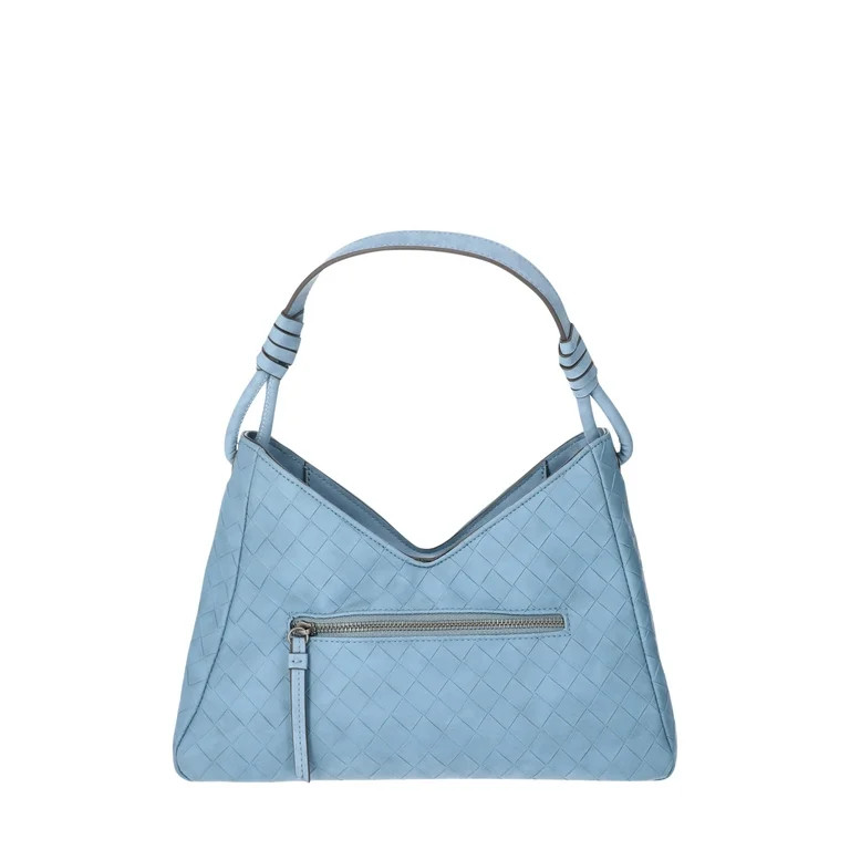 Time and Tru Women's River Faux Nubuk Small Hobo Shoulder Bag, Blue Day | Walmart (US)