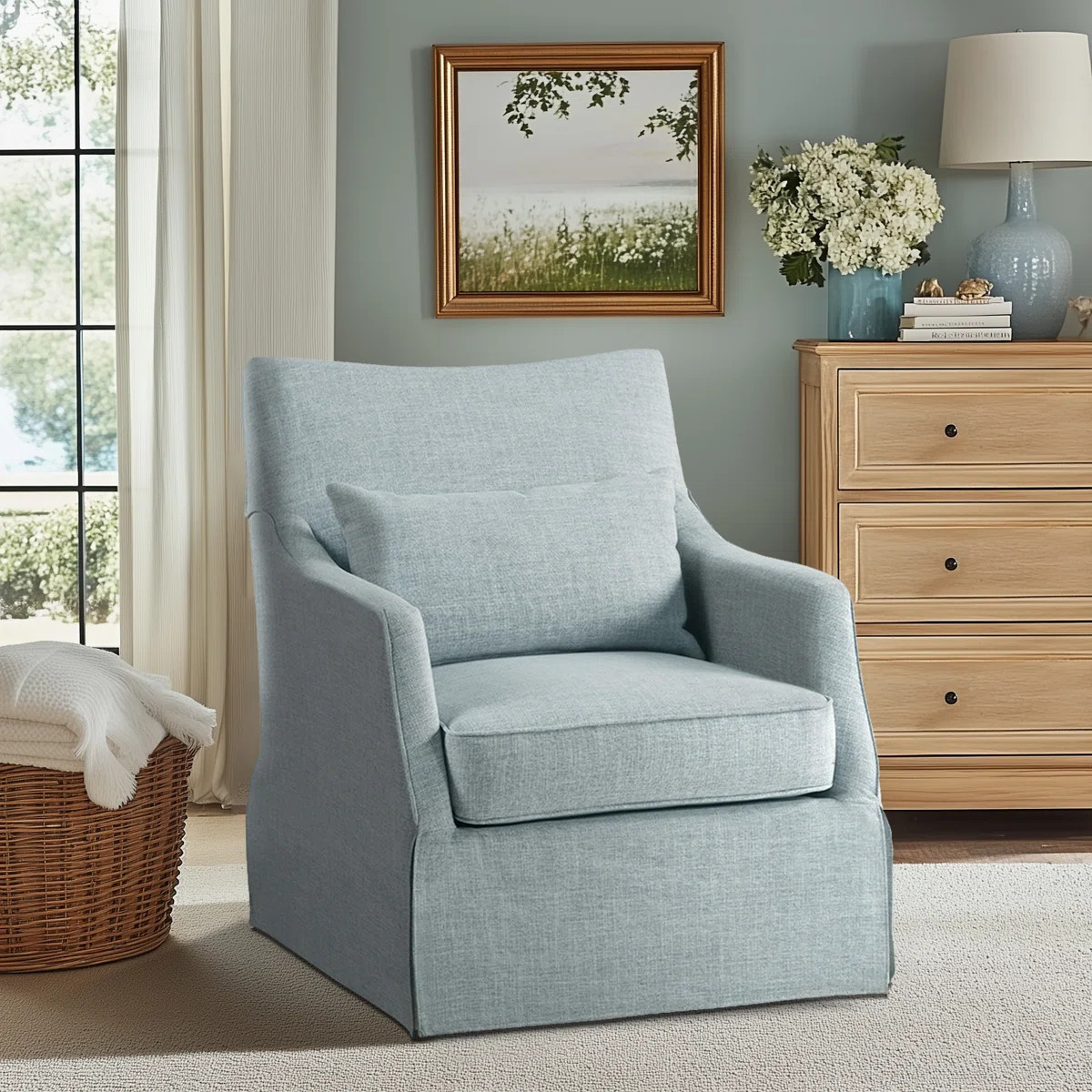 Martha Stewart London 360°Swivel Armchair with Lumbar Pillow | Wayfair North America