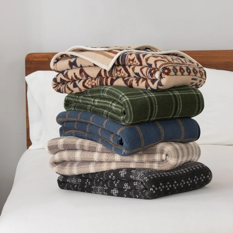 Berkshire Life Reversible Printed Hampshire Throw, Oversized, Angela Hazy Plaid | Walmart (US)