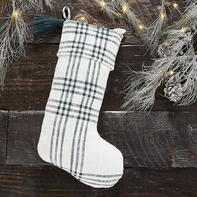 VHC Brands Pine Grove Plaid Christmas Stocking for Christmas Decorations with Hanging Loop Firepl... | Amazon (US)
