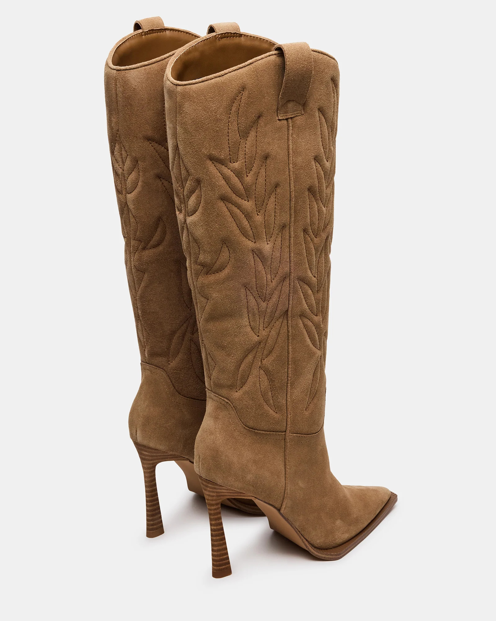 KINZEE Taupe Suede Pointed-Toe Knee-High Western Stiletto Women's Boot | Steve Madden (US)