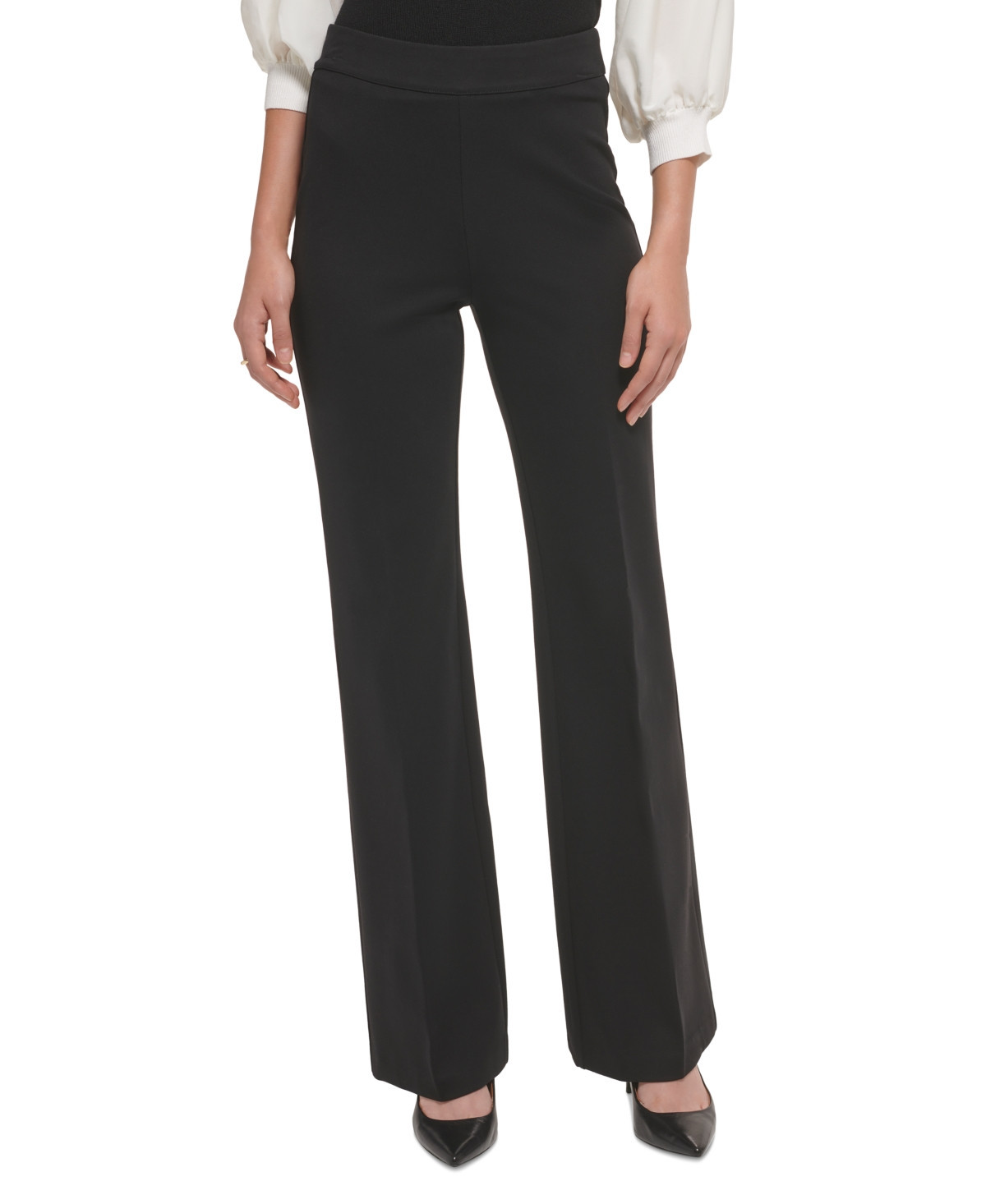 Dkny Women's Soft Ponte Knit High Rise Pull-On Pants - Black | Macy's