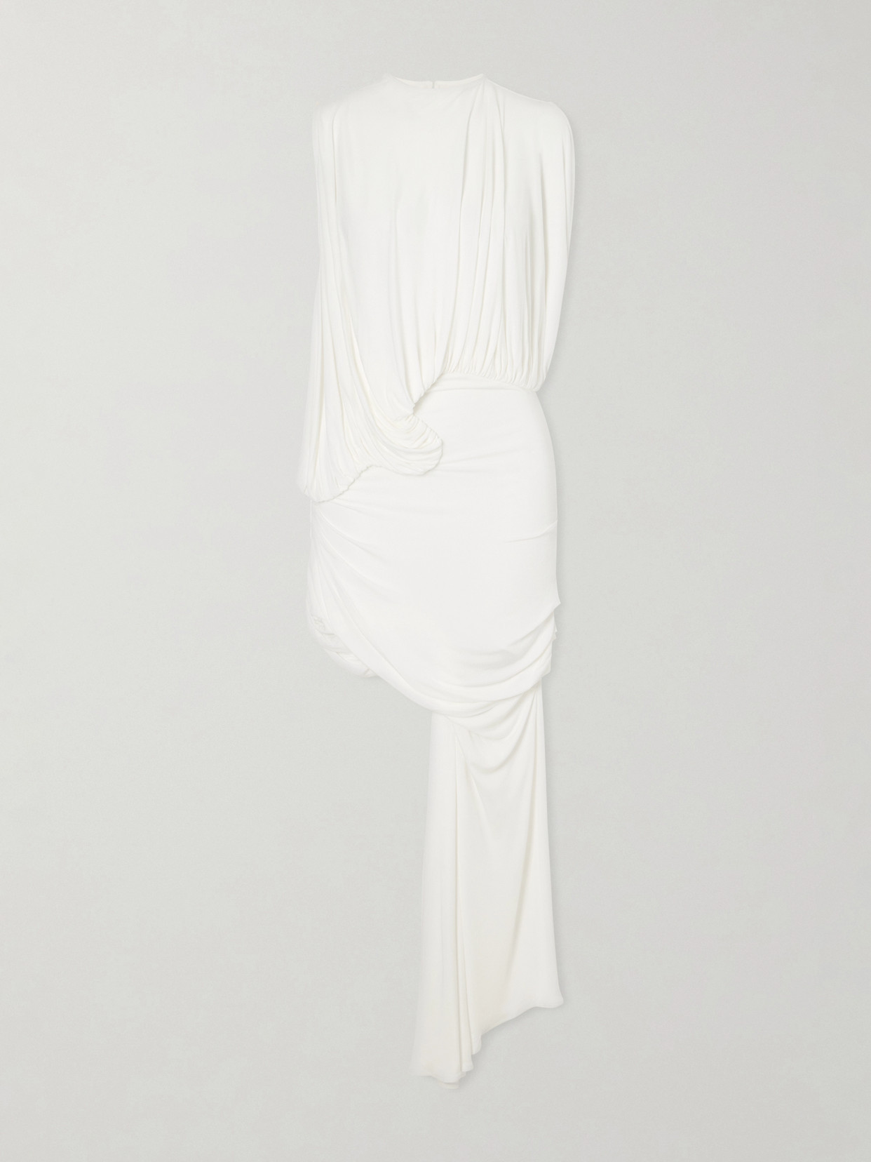 Christopher Esber - Cumulus Asymmetric Gathered Ribbed-knit Jersey Mini Dress - White | NET-A-PORTER (US)