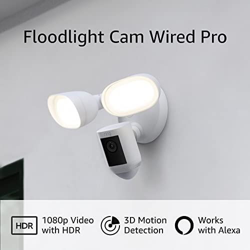 Ring Floodlight Cam Wired Pro with Bird’s Eye View and 3D Motion Detection, White | Amazon (US)