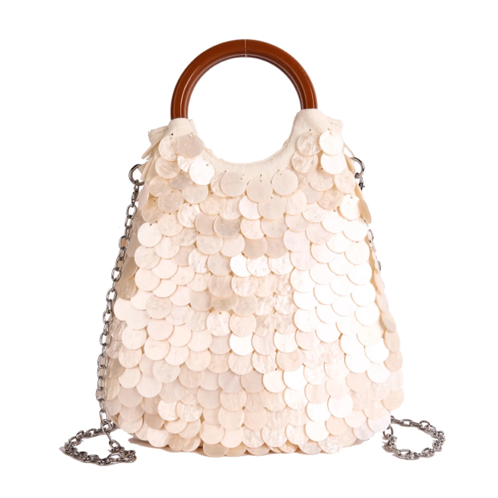 Daily Clutch Handbag Lightweight Handmade Natural Seashell Purse with Handle Detachable Shoulder ... | Walmart (US)