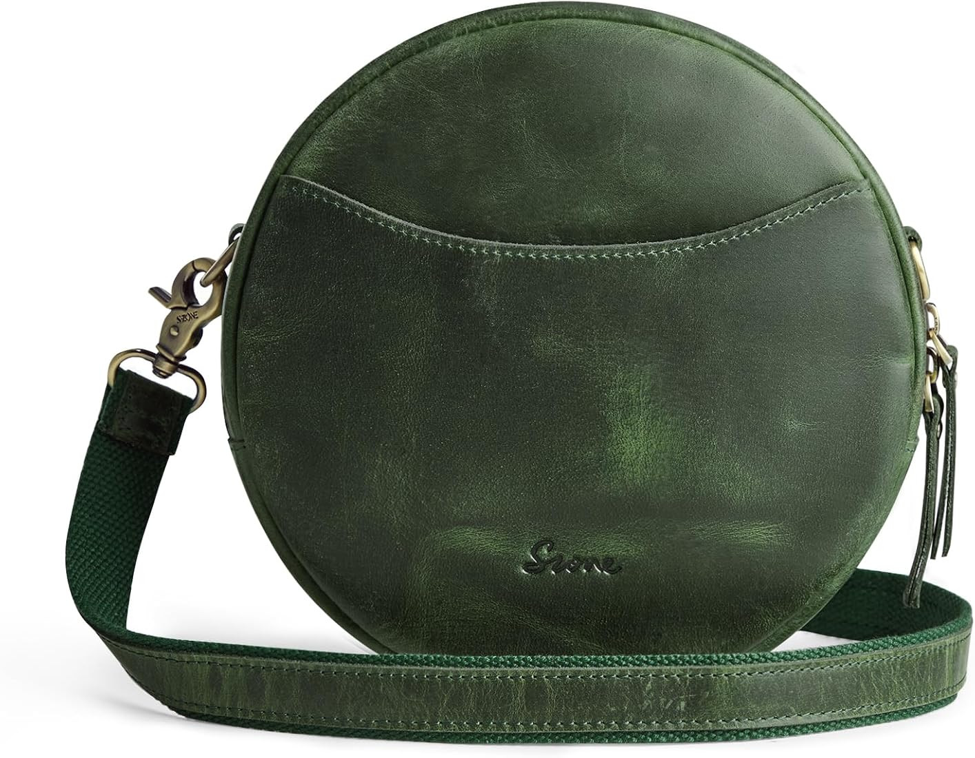 S-ZONE Leather Crossbody Bags for Women Trendy Circle Cross Body Shoulder Bag Designer Round Purs... | Amazon (US)