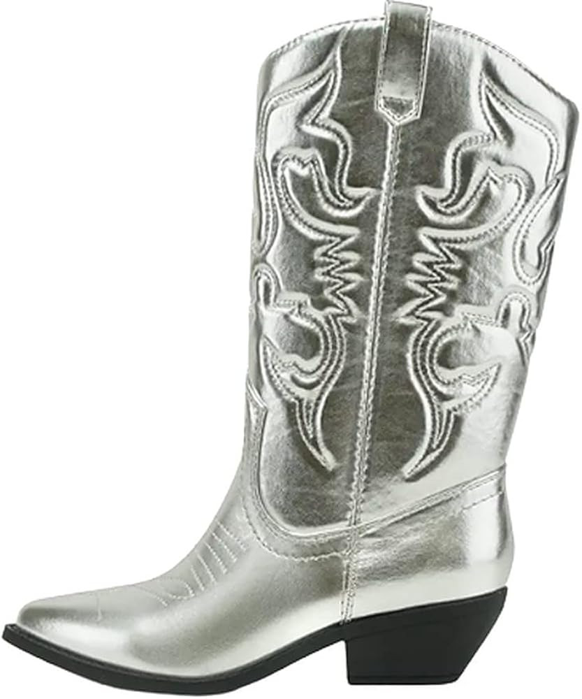 Soda RENO-S Women's Western Cowboy Pointed Toe Knee High Pull On Tabs Boots | Amazon (US)