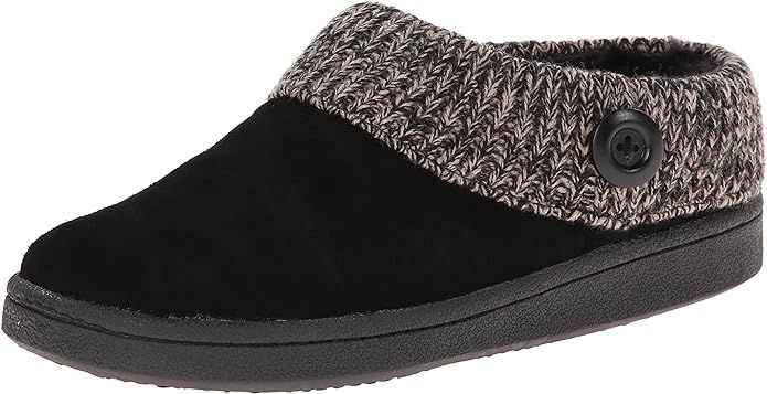 Clarks Womens Slipper Suede Leather Knitted Collar Clog Slippers - Plush Faux Fur Lining | Amazon (US)