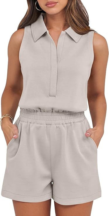 ANRABESS Romper for Womens 2026 Summer Dressy Casual Sleeveless V Neck One Piece Short Jumpsuit L... | Amazon (US)