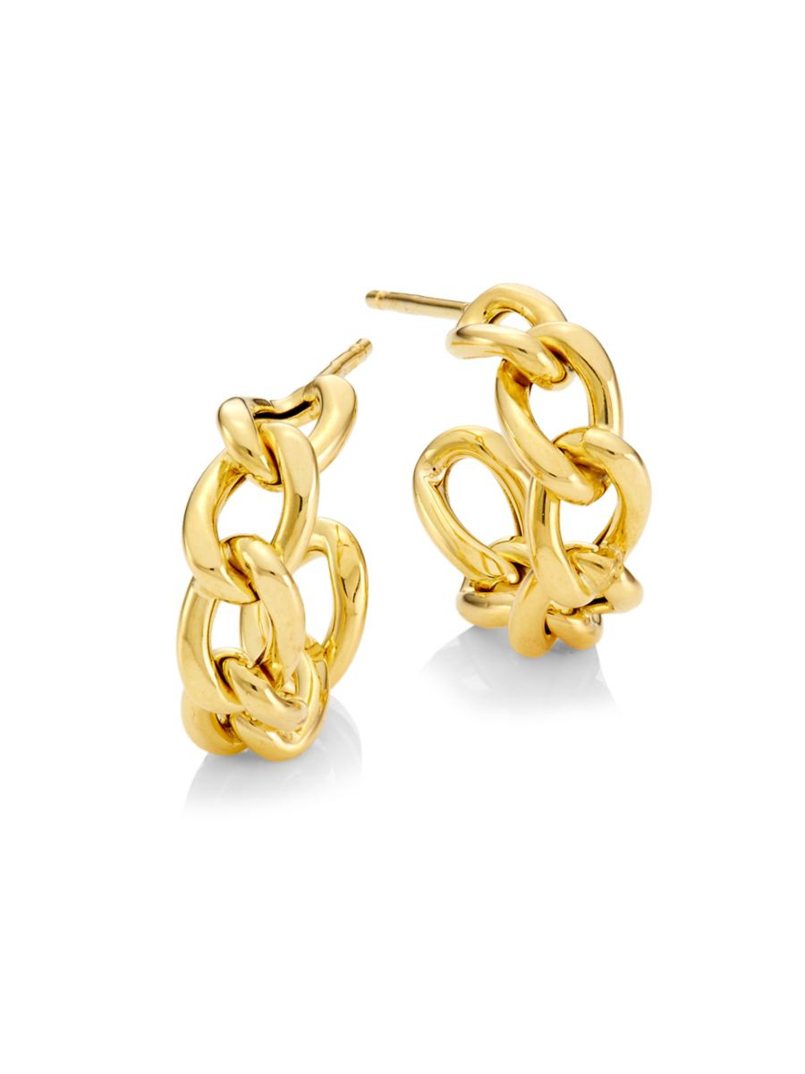 Saks Fifth Avenue Collection 14K Gold Curb Chain Hoop Earrings | Saks Fifth Avenue