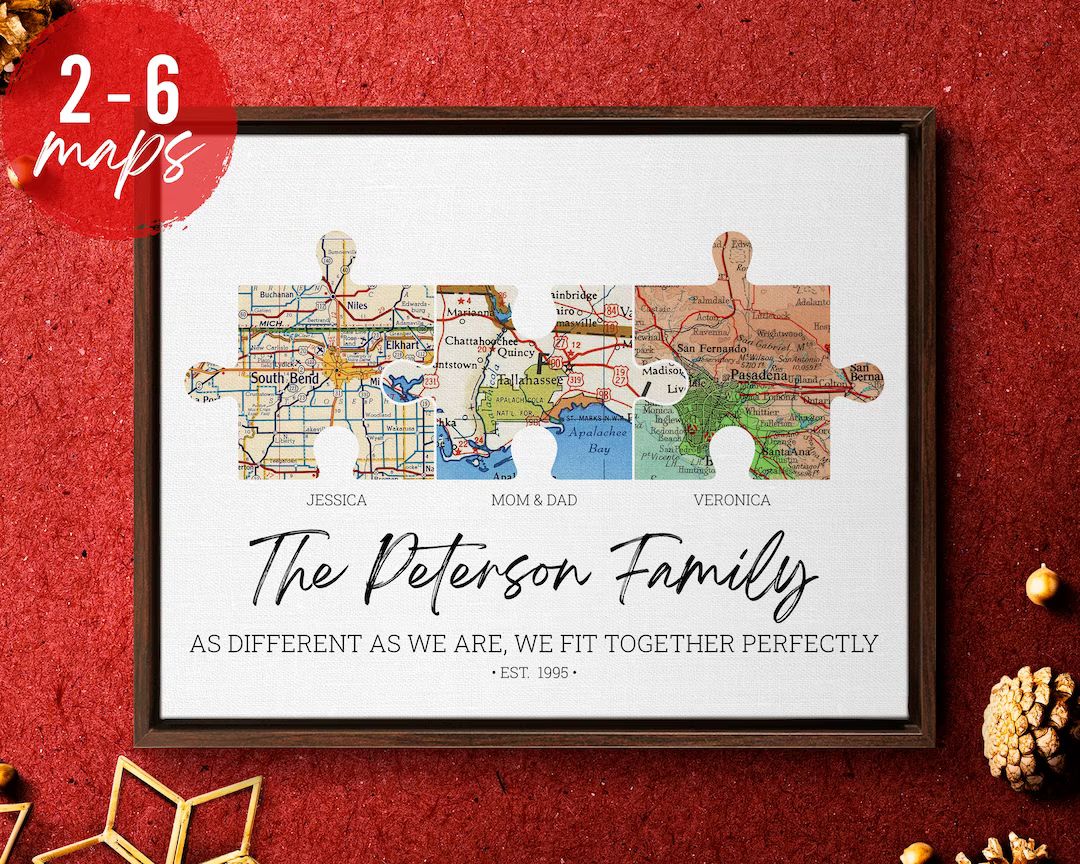 Personalized Family Puzzle Map Canvas Print Christmas Gift - Etsy | Etsy (US)