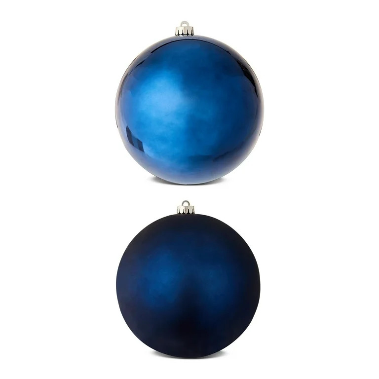 2-Count Navy Jumbo Ball Christmas Ornaments, 7 in, by Holiday Time | Walmart (US)