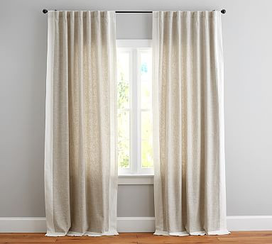 Emery Border Linen Curtain | Pottery Barn (US)