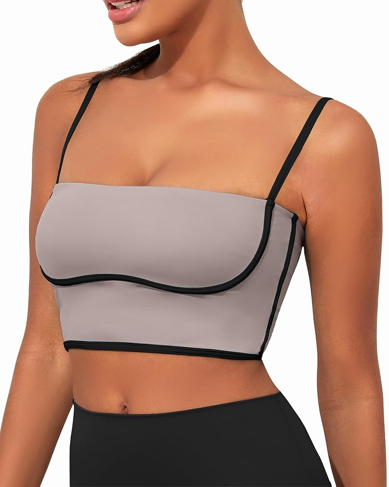 AngiMelo Womens Workout Tank Tops Square Neck Longline Sports Bra Support Crop Yoga Top Spaghetti... | Amazon (CA)