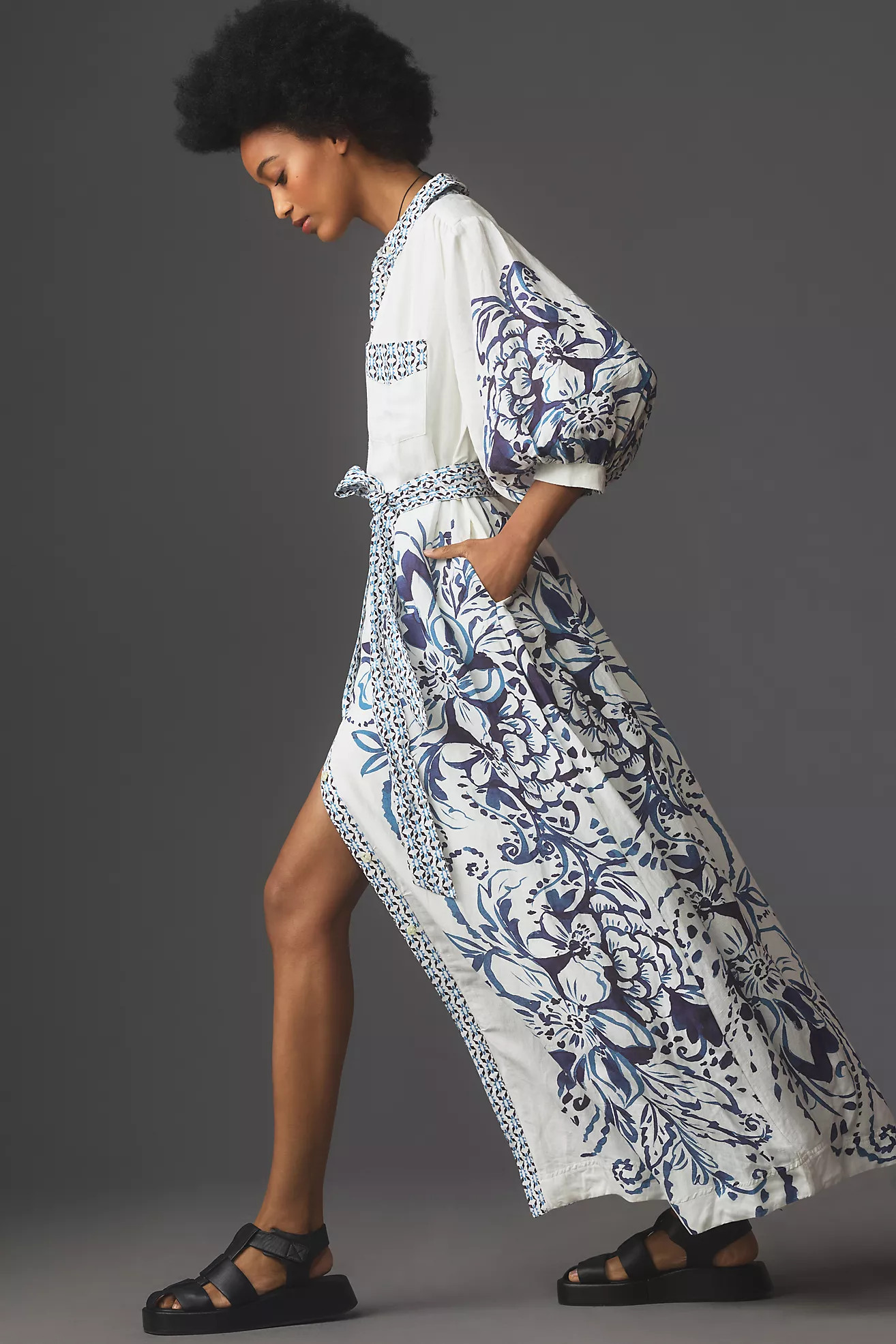 Maeve Button-Front Belted Maxi Shirt Dress | Anthropologie (US)