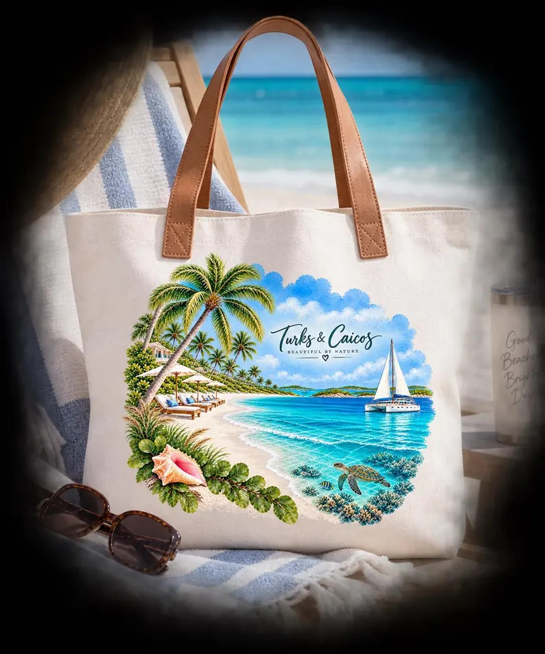 Turks & Caicos Watercolor PNG, Grace Bay Travel Art, Caribbean Beach Sublimation Design, Tropical... | Etsy (Global)