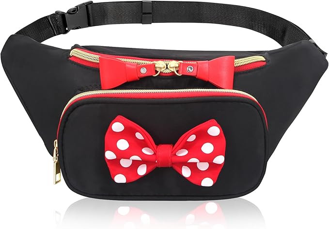 Cute Disney Fanny Pack for Women Teen Girls Minnie Bowknot Polka Dot Fanny Packs Cartoon Hiking W... | Amazon (US)