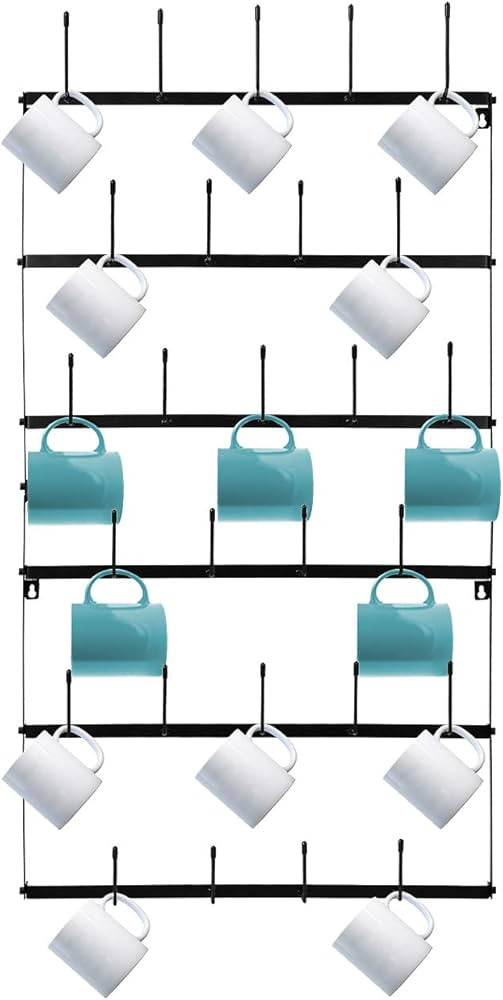 Sorbus Mug Rack Cup Holder - Wall Mounted Home Storage Mug Hooks with 6-Tier Display Organizer fo... | Amazon (US)