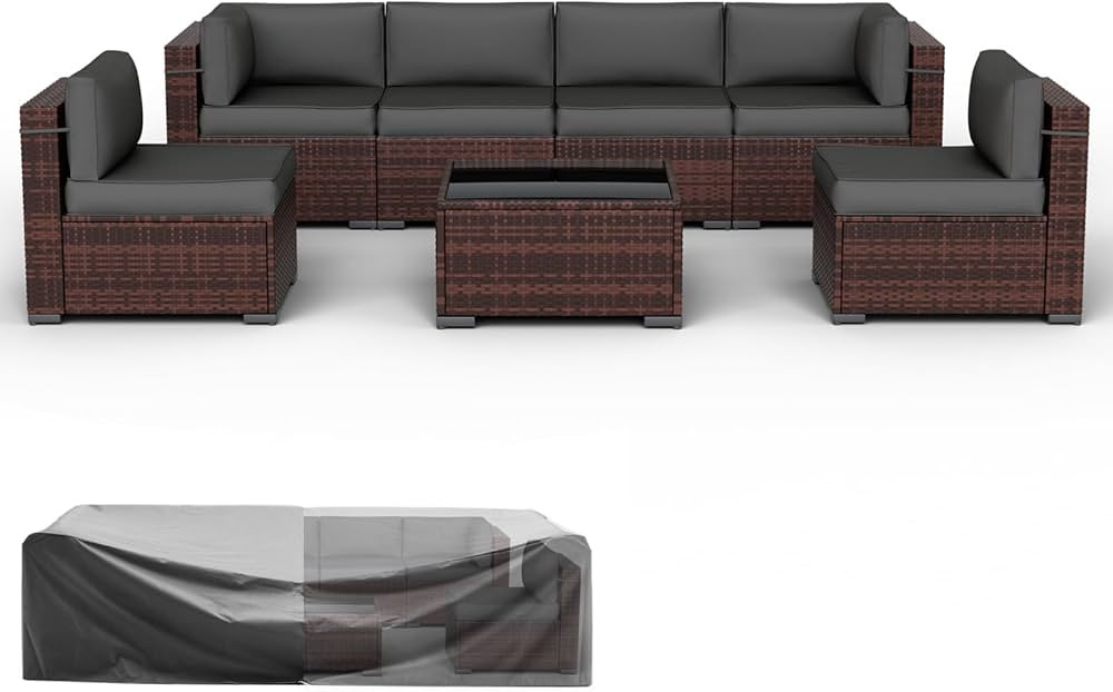 Amopatio Patio Furniture Set 7 Pieces Patio Conversation Set Outdoor Sectional Wicker Rattan Sofa... | Amazon (US)