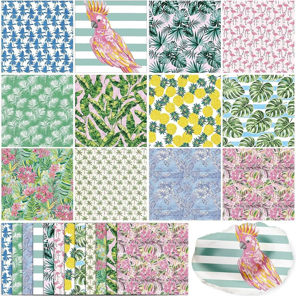 Glenmal 120 Pack Tropical Style Decoupage Paper Napkins, 12 Assorted Summer Decorative Cocktail N... | Amazon (US)