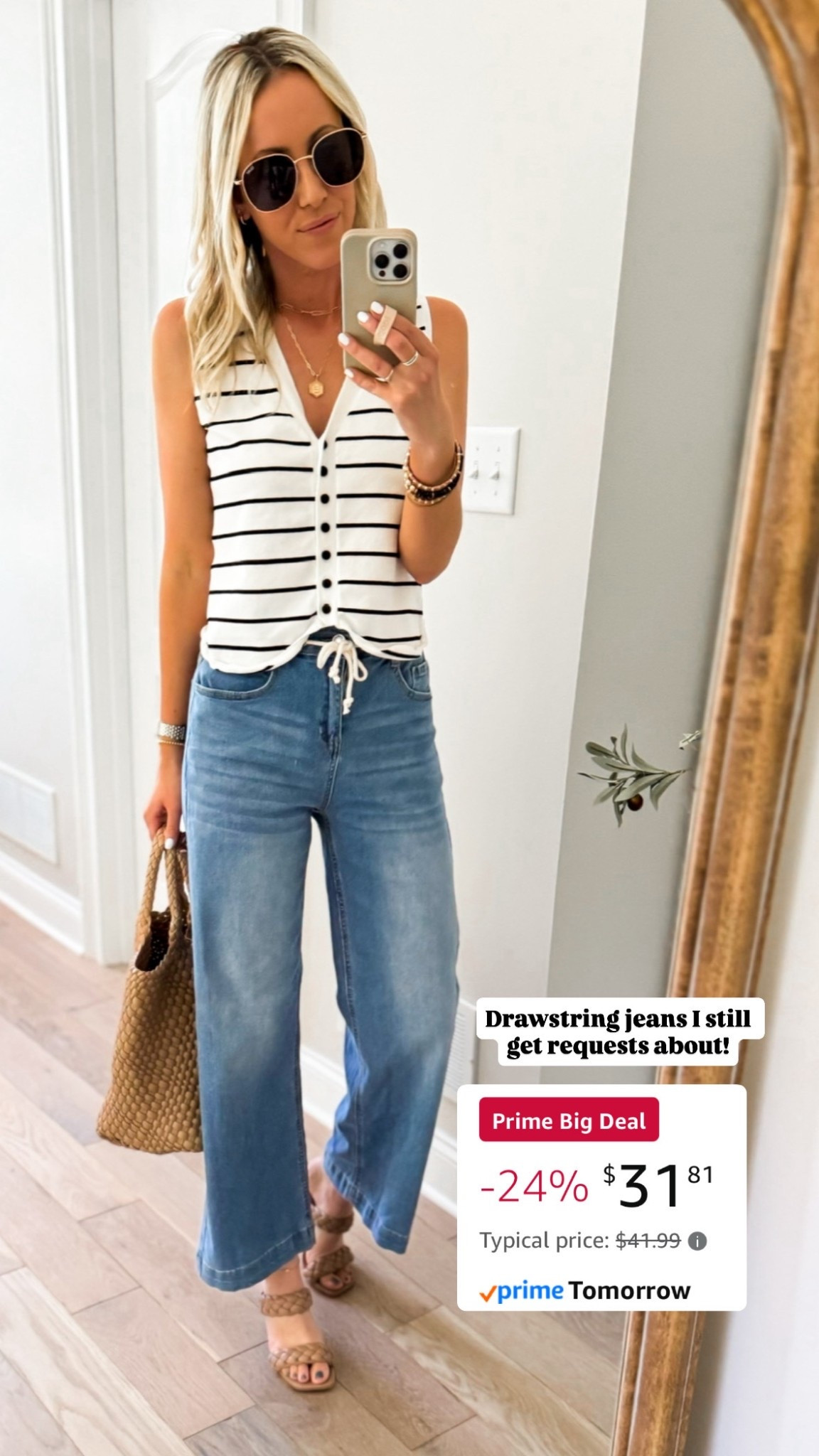 Drawstring jeans I shared a while back and still get requests about! Many washes available! So comfy! I’m 5’7” wearing xs. 

#LTKSaleAlert #LTKFindsUnder100 #LTKFindsUnder50