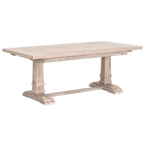 Julian French Natural Grey Acacia Trestle Extendable Dining Table | Kathy Kuo Home