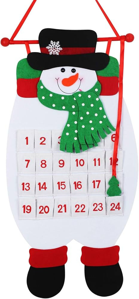MEZOOM Christmas Advent Hanging Calendar Xmas Felt Snowman Countdown Calendar with 24 Pockets for... | Amazon (US)