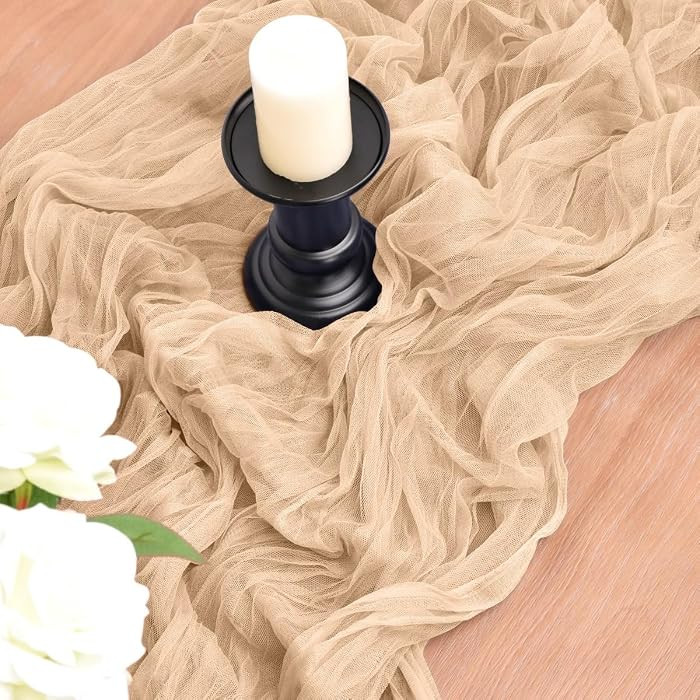 Joanlody Champagne Cheesecloth Table Runner Spring Summer 10Ft Rustic Gauze Boho Cheese Cloth Tab... | Amazon (US)