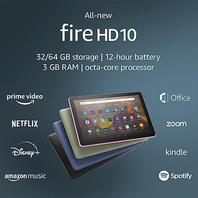 All-new Fire HD 10 tablet, 10.1", 1080p Full HD, 32 GB, latest model (2021 release), Black | Amazon (US)