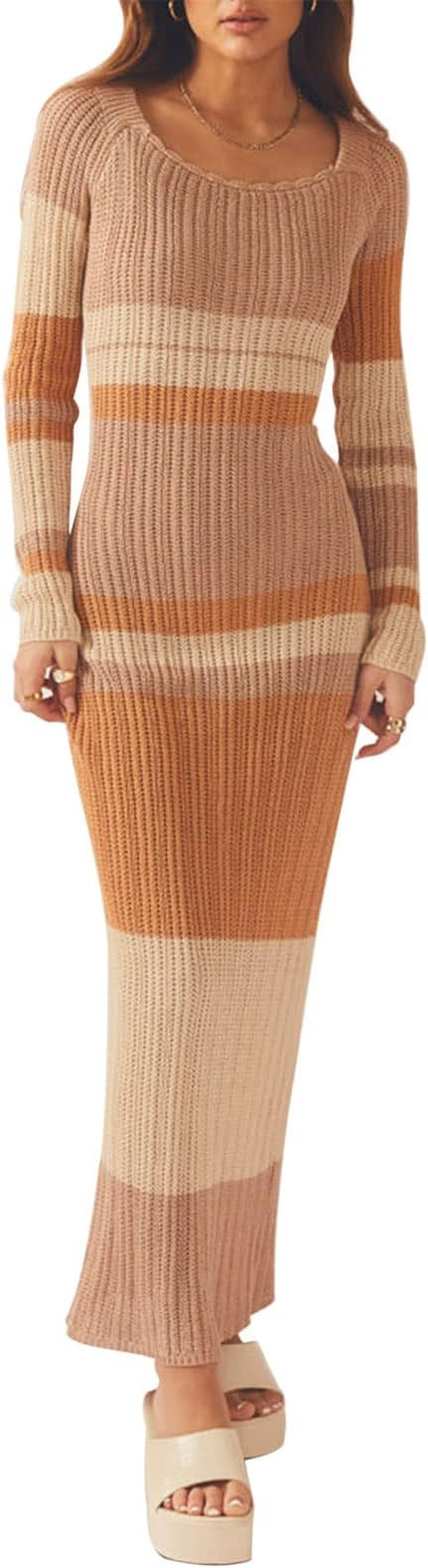 Fabumily Sexy Knit Bodycon Dress for Women Sleeveless Spaghetti Strap Cut Out Maxi Dress Backless... | Amazon (US)