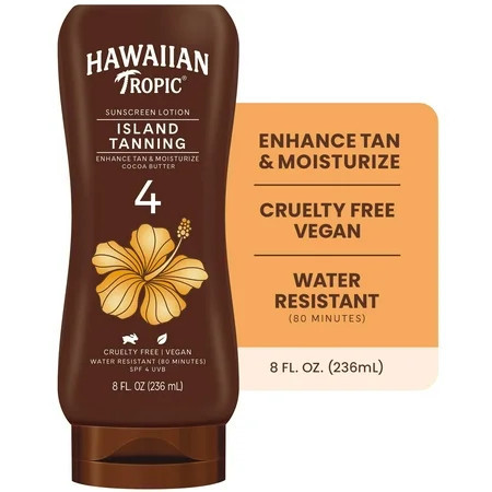 Hawaiian Tropic Island Tanning Lotion Sunscreen 4 SPF 8 fl oz Adult & Teen Tanning Lotion | Walmart (US)