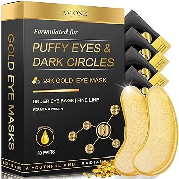 AVJONE 24K Gold Eye Mask -30 Pairs- Puffy Eyes and Dark Circles Treatments – Relieve Pressure a... | Amazon (US)