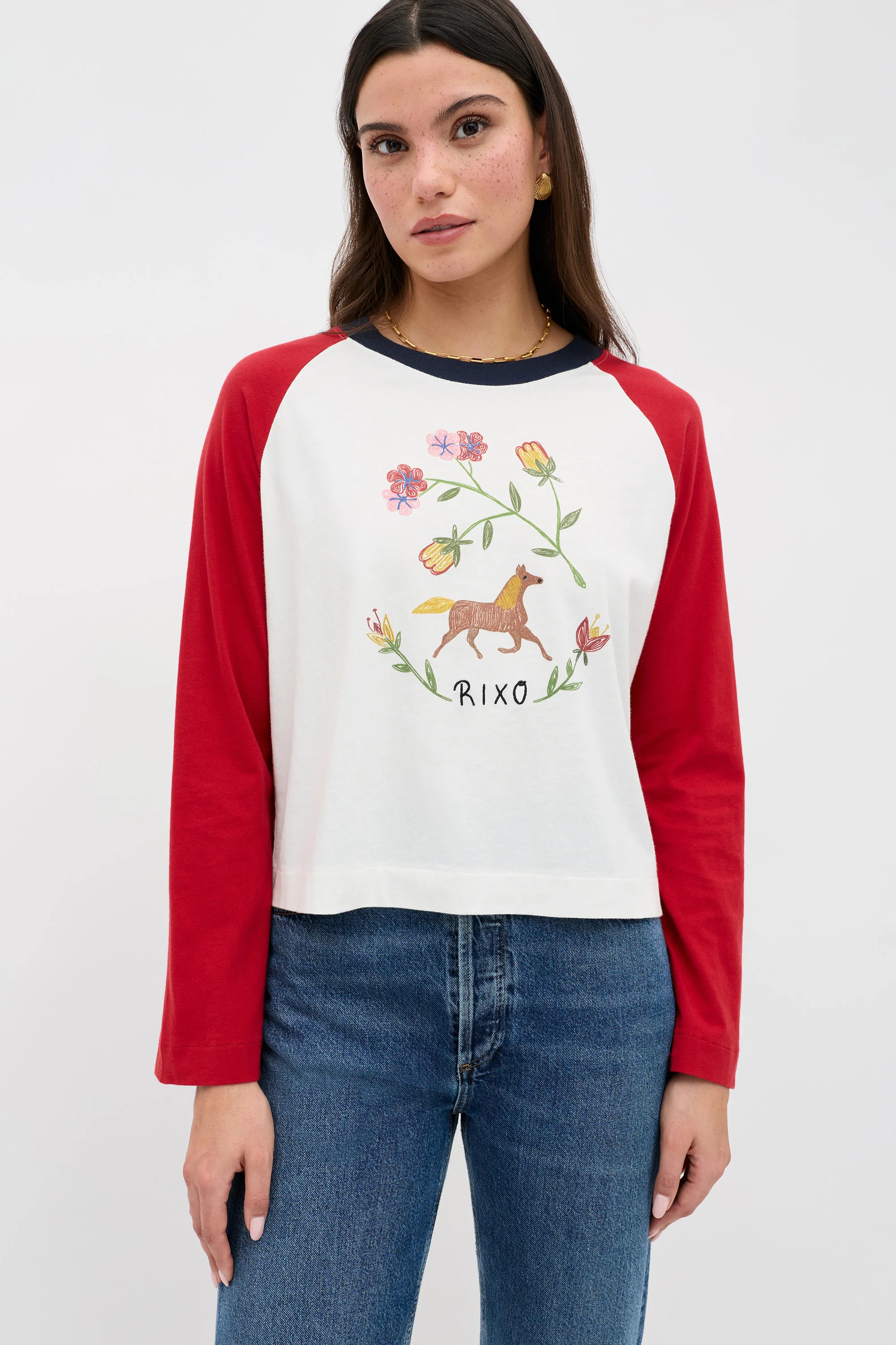 Brynnleigh T-Shirt Pony Floral Ivory | Rixo