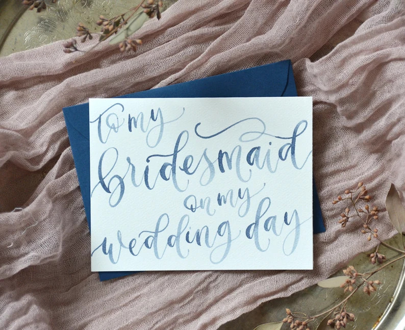 Watercolor to My Bridesmaid on My Wedding Day Cards. Handpainted Matron of Honor Card. to My Moth... | Etsy (US)