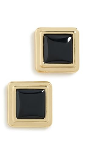 Archer Gold & Black Square Stud Earrings – Women’s Vintage-Inspired Gold-Plated Brass Earrings with Black Enamel, Classic Lightweight Pair for Pierced Ears | Amazon (US)