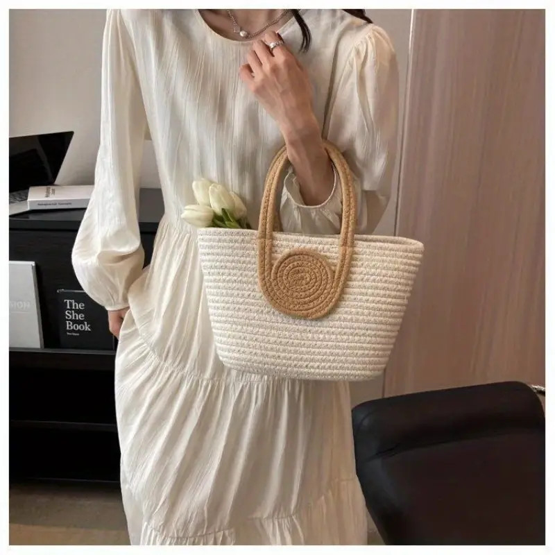 Thread Woven Handbag Women Boho Style Vacation Beach Bag - Temu | Temu Affiliate Program