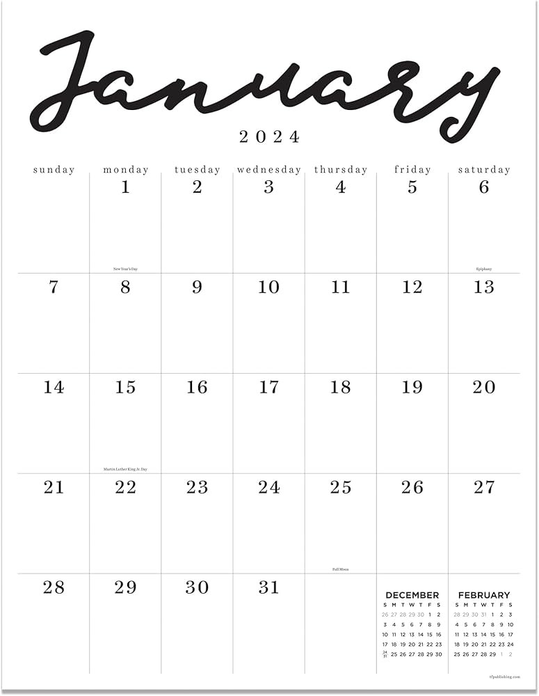 TF PUBLISHING January 2024 - December 2024 Large Art Poster Wall Calendar | 12 Month Vertical Hom... | Amazon (US)