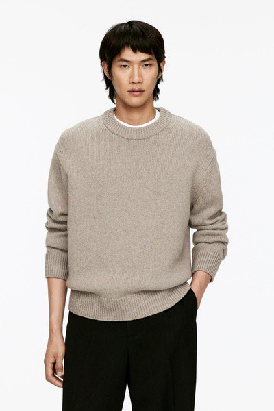 Pullover aus schwerem Wollstrick – Beige meliert – ARKET DE | Arket EU