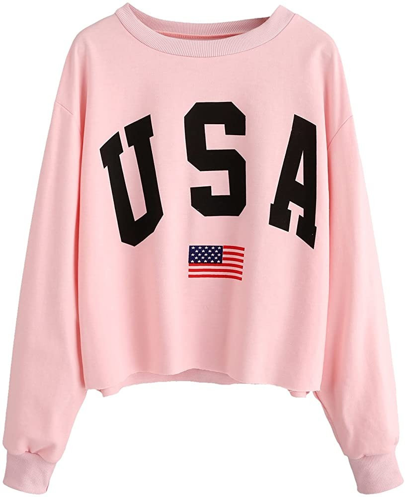SweatyRocks Women's Crop Top Letter Printed Sweatshirt Hoodie | Amazon (US)
