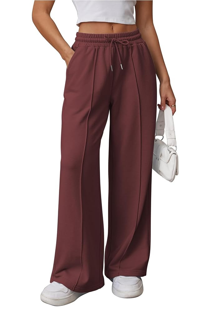 ATHMILE Womens Wide Leg Sweatpants High Waisted Baggy Pants Fashion Teen Girl Drawstring Athletic... | Amazon (US)