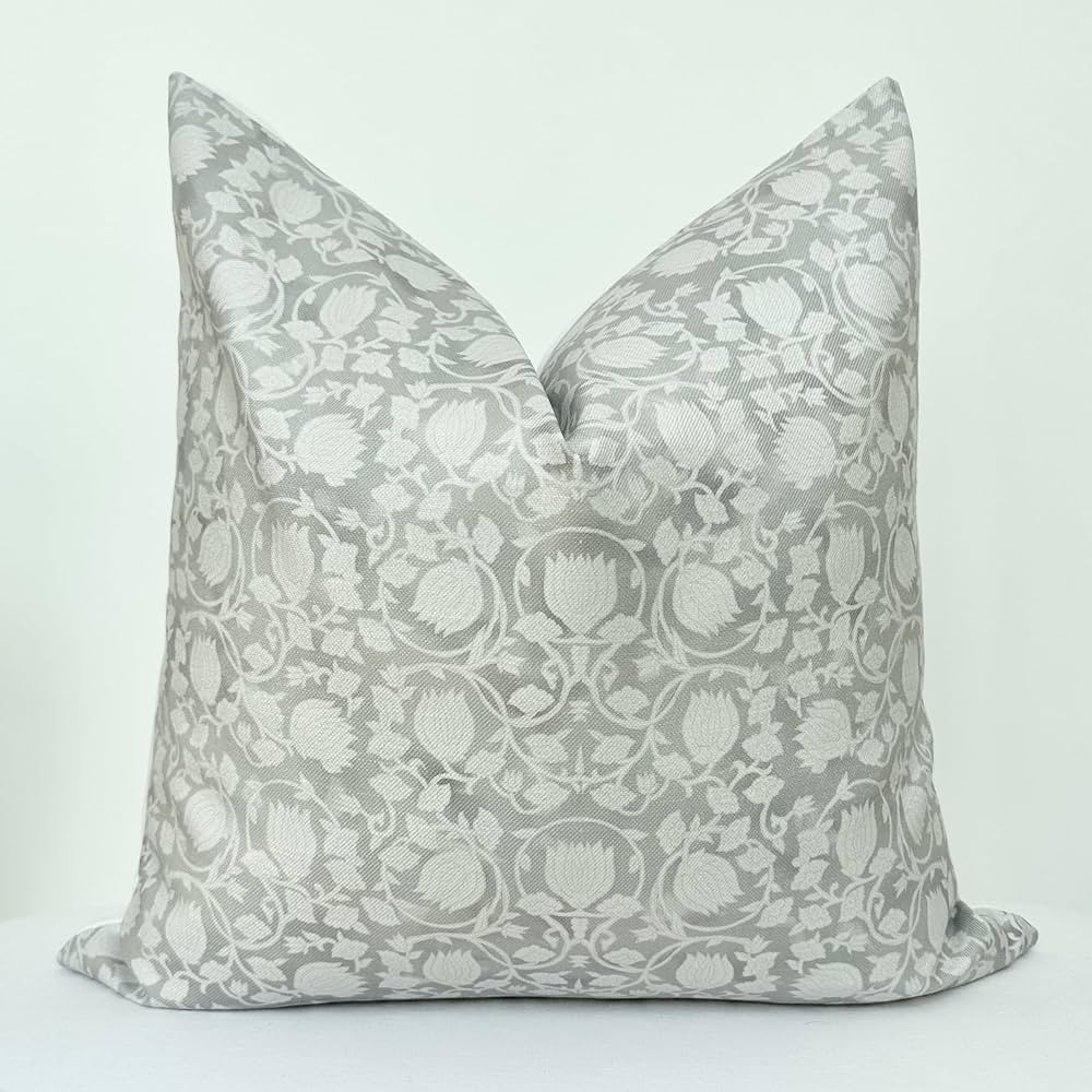 Decorative Floral Print Pillow Cover in Grey for Home Decor, Throw Pillow Cover, Indoor Outdoor, ... | Amazon (US)
